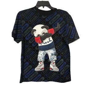 Fresh Panda Bear Shirt Boys Shirt Size 10/12 Black